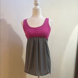 Lululemon Pink and Gray Run Your Heart Out Scoop Neck Sleeveless Tank Top size 6